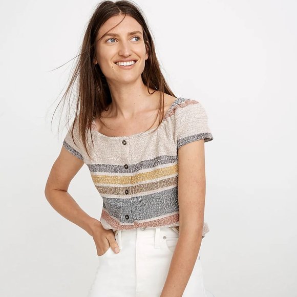 Texture & Thread by Madewell Top in Orange & Pink Stripe - Picture 5 of 8